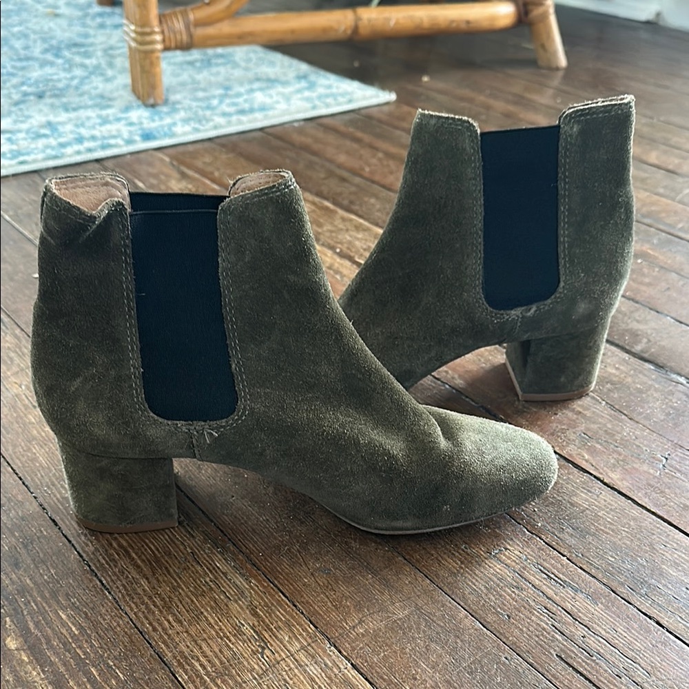 Olive Suede Ankle Boots